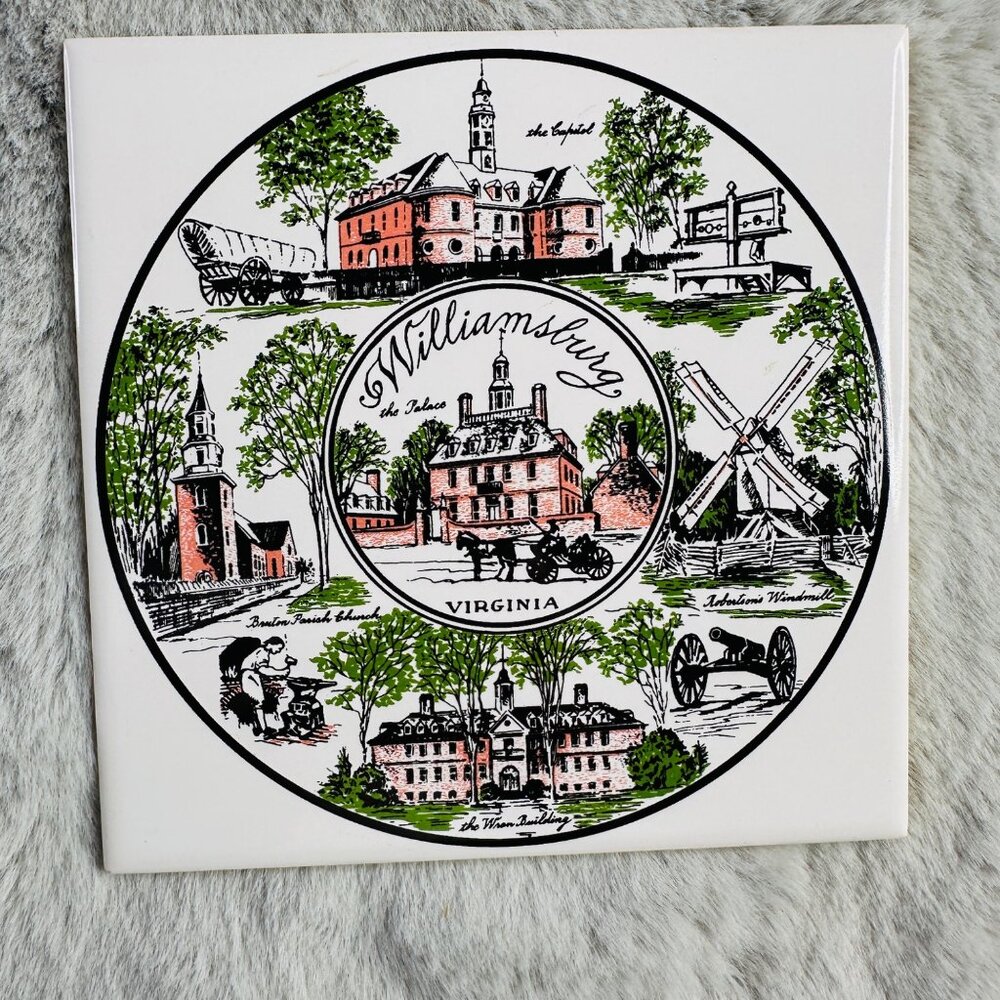 Collector‎ Ceramic Tile Williamsburg Virginia Decor Colonial Souvenir